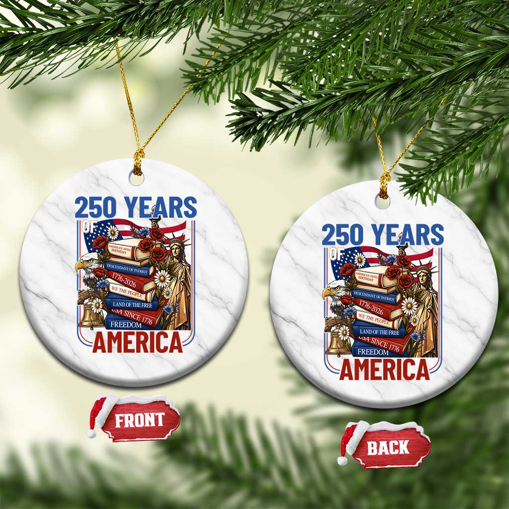 250 Years American Anniversary Ceramic Ornament Patriotic Book Reader 4th of July TS14 1pc White Marble Print Your Wear