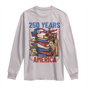 250 Years American Anniversary Long Sleeve Shirt Patriotic Book Reader 4th of July TS14 Ice Gray Print Your Wear
