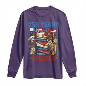 250 Years American Anniversary Long Sleeve Shirt Patriotic Book Reader 4th of July TS14 Purple Print Your Wear
