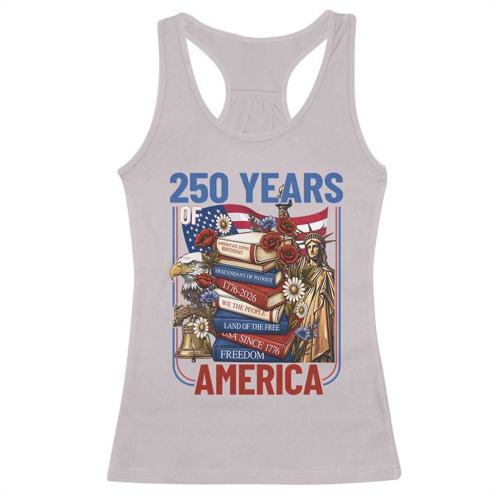 250 Years American Anniversary Racerback Tank Top Patriotic Book Reader 4th of July TS14 Ice Gray Print Your Wear