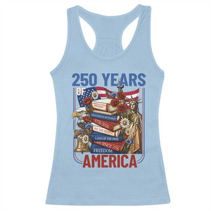 250 Years American Anniversary Racerback Tank Top Patriotic Book Reader 4th of July TS14 Light Blue Print Your Wear