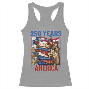 250 Years American Anniversary Racerback Tank Top Patriotic Book Reader 4th of July TS14 Sport Gray Print Your Wear
