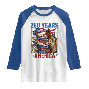 250 Years American Anniversary Raglan Shirt Patriotic Book Reader 4th of July TS14 White Royal Print Your Wear