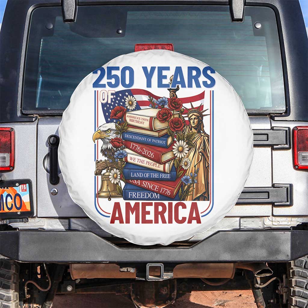 250 Years American Anniversary Spare Tire Cover Patriotic Book Reader 4th of July TS14 No hole White Print Your Wear