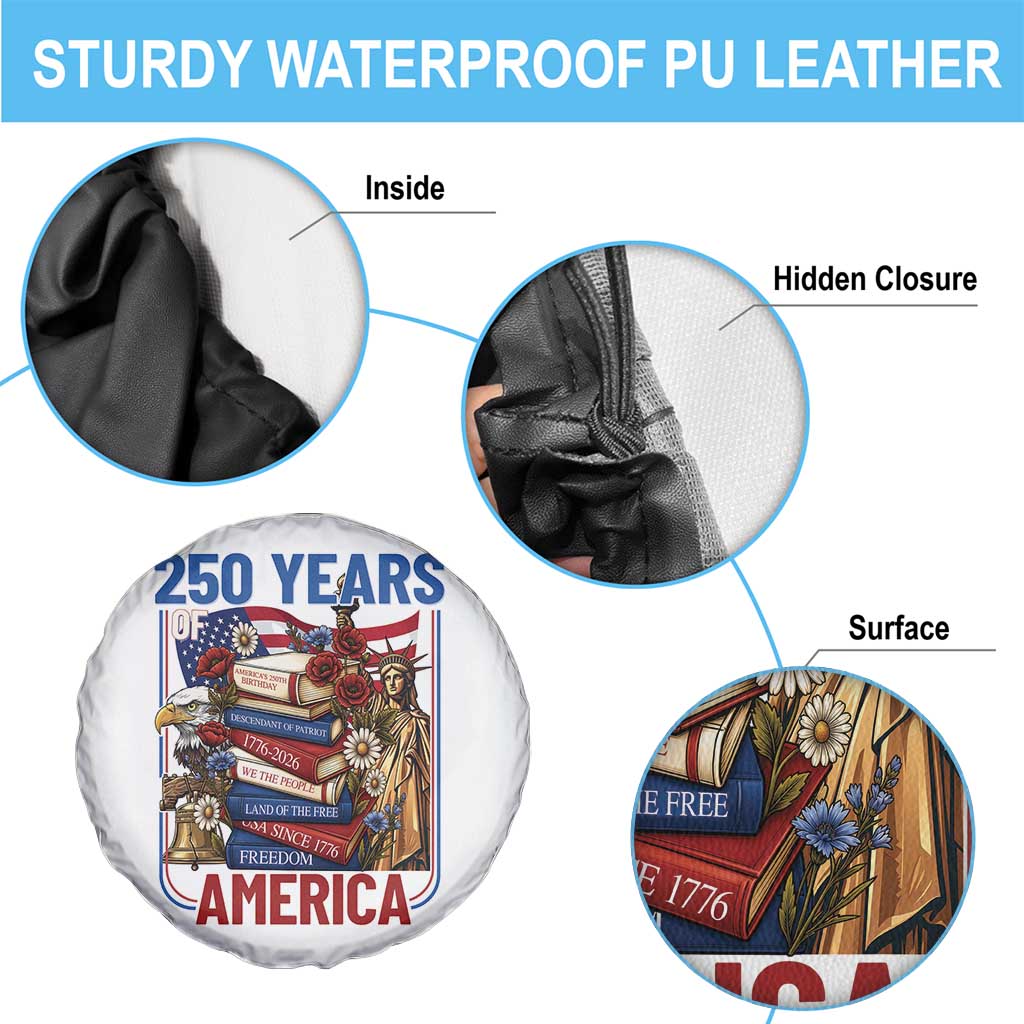 250 Years American Anniversary Spare Tire Cover Patriotic Book Reader 4th of July TS14 Print Your Wear