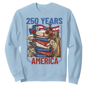 250 Years American Anniversary Sweatshirt Patriotic Book Reader 4th of July TS14 Light Blue Print Your Wear