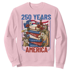 250 Years American Anniversary Sweatshirt Patriotic Book Reader 4th of July TS14 Light Pink Print Your Wear