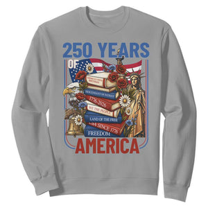 250 Years American Anniversary Sweatshirt Patriotic Book Reader 4th of July TS14 Sport Gray Print Your Wear