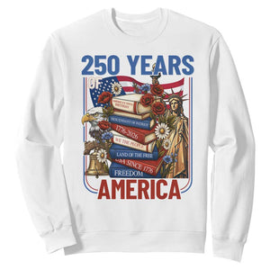 250 Years American Anniversary Sweatshirt Patriotic Book Reader 4th of July TS14 White Print Your Wear