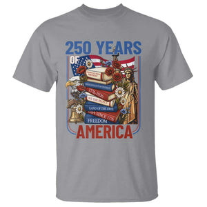 250 Years American Anniversary T Shirt Patriotic Book Reader 4th of July TS14 Sport Gray Print Your Wear