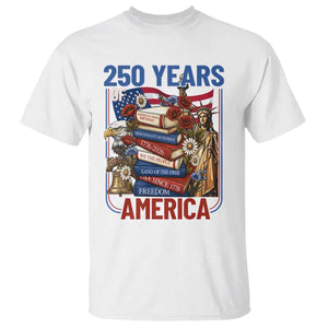 250 Years American Anniversary T Shirt Patriotic Book Reader 4th of July TS14 White Print Your Wear