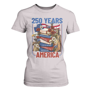 250 Years American Anniversary T Shirt For Women Patriotic Book Reader 4th of July TS14 Ice Gray Print Your Wear