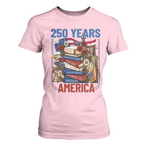 250 Years American Anniversary T Shirt For Women Patriotic Book Reader 4th of July TS14 Light Pink Print Your Wear
