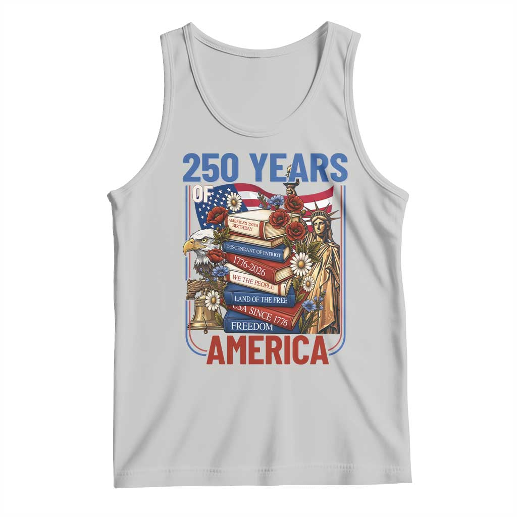 250 Years American Anniversary Tank Top Patriotic Book Reader 4th of July TS14 Ash Print Your Wear