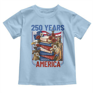 250 Years American Anniversary Toddler T Shirt Patriotic Book Reader 4th of July TS14 Light Blue Print Your Wear