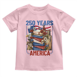 250 Years American Anniversary Toddler T Shirt Patriotic Book Reader 4th of July TS14 Light Pink Print Your Wear