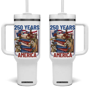250 Years American Anniversary Tumbler With Handle Patriotic Book Reader 4th of July TS14 One Size: 40 oz White Print Your Wear