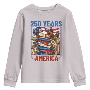 250 Years American Anniversary Youth Sweatshirt Patriotic Book Reader 4th of July TS14 Ice Gray Print Your Wear