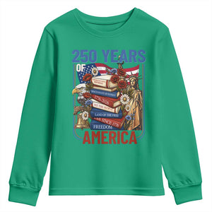 250 Years American Anniversary Youth Sweatshirt Patriotic Book Reader 4th of July TS14 Irish Green Print Your Wear