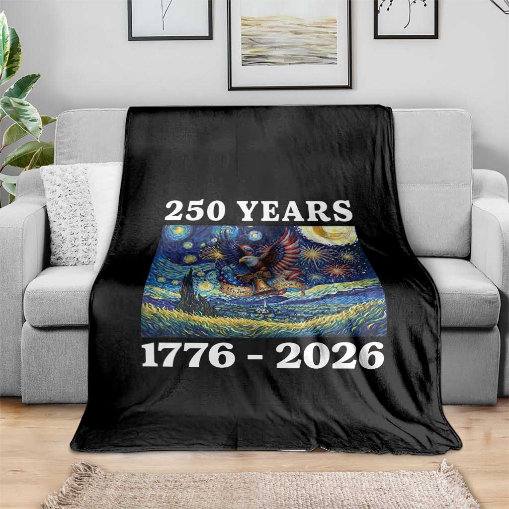 250th America Anniversary Throw Blanket Starry Night Patriotic Eagle Liberty Bell American Flag TS14 Print Your Wear