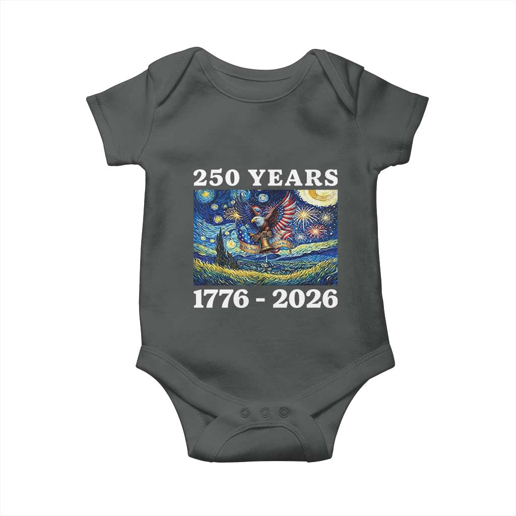 250th America Anniversary Baby Onesie Starry Night Patriotic Eagle Liberty Bell American Flag TS14 Dark Heather Print Your Wear