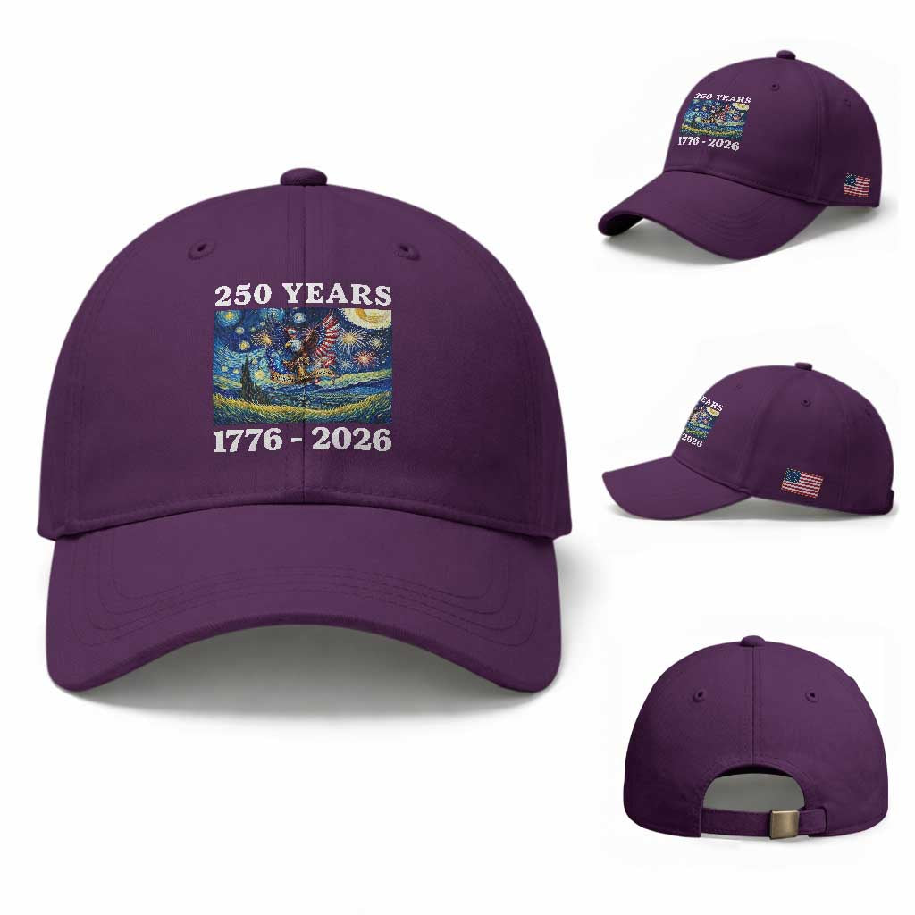 250th America Anniversary Baseball Cap Starry Night Patriotic Eagle Liberty Bell American Flag TS14 Baseball Cap Universal Fit Purple Print Your Wear