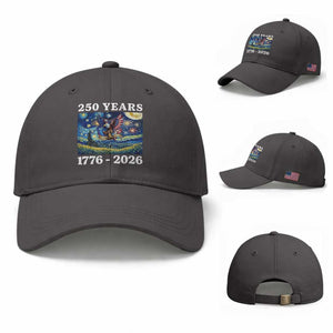 250th America Anniversary Baseball Cap Starry Night Patriotic Eagle Liberty Bell American Flag TS14 Baseball Cap Universal Fit Dark Gray Print Your Wear