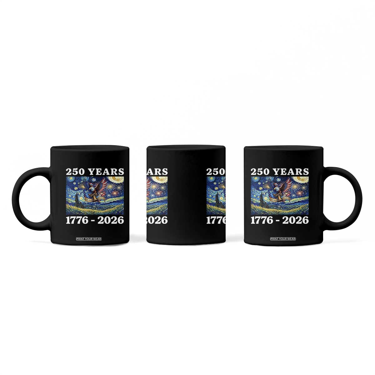 250th America Anniversary Coffee Mug Starry Night Patriotic Eagle Liberty Bell American Flag TS14 Print Your Wear