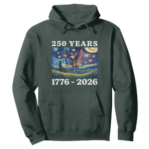 250th America Anniversary Hoodie Starry Night Patriotic Eagle Liberty Bell American Flag TS14 Dark Forest Green Print Your Wear