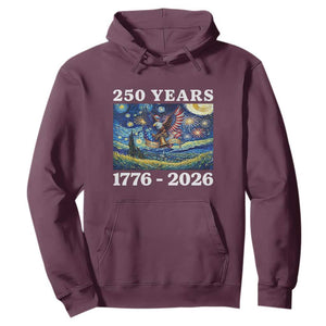 250th America Anniversary Hoodie Starry Night Patriotic Eagle Liberty Bell American Flag TS14 Maroon Print Your Wear