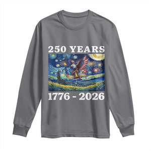 250th America Anniversary Long Sleeve Shirt Starry Night Patriotic Eagle Liberty Bell American Flag TS14 Charcoal Print Your Wear