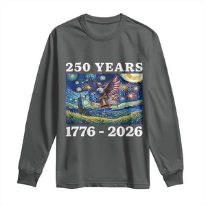 250th America Anniversary Long Sleeve Shirt Starry Night Patriotic Eagle Liberty Bell American Flag TS14 Dark Heather Print Your Wear