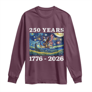 250th America Anniversary Long Sleeve Shirt Starry Night Patriotic Eagle Liberty Bell American Flag TS14 Maroon Print Your Wear