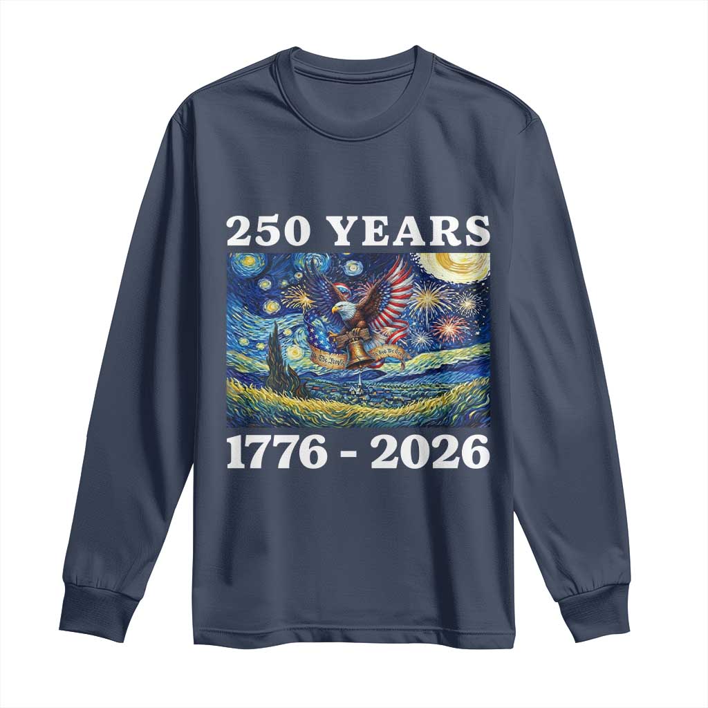 250th America Anniversary Long Sleeve Shirt Starry Night Patriotic Eagle Liberty Bell American Flag TS14 Navy Print Your Wear