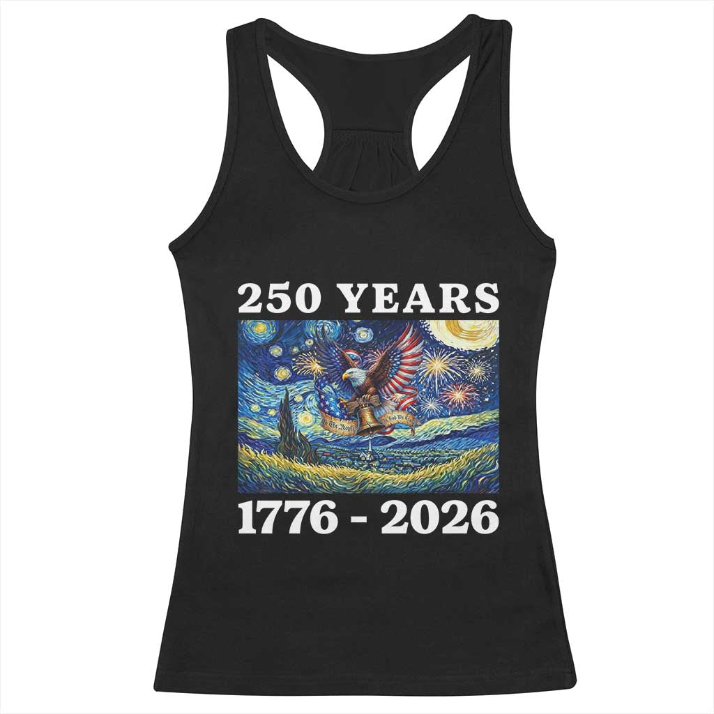 250th America Anniversary Racerback Tank Top Starry Night Patriotic Eagle Liberty Bell American Flag TS14 Black Print Your Wear