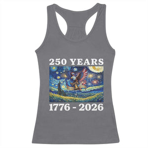 250th America Anniversary Racerback Tank Top Starry Night Patriotic Eagle Liberty Bell American Flag TS14 Charcoal Print Your Wear