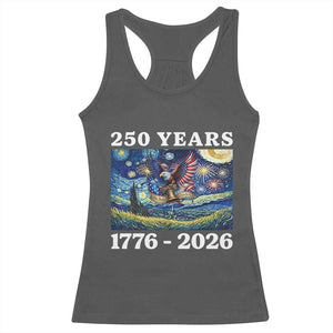 250th America Anniversary Racerback Tank Top Starry Night Patriotic Eagle Liberty Bell American Flag TS14 Dark Heather Print Your Wear