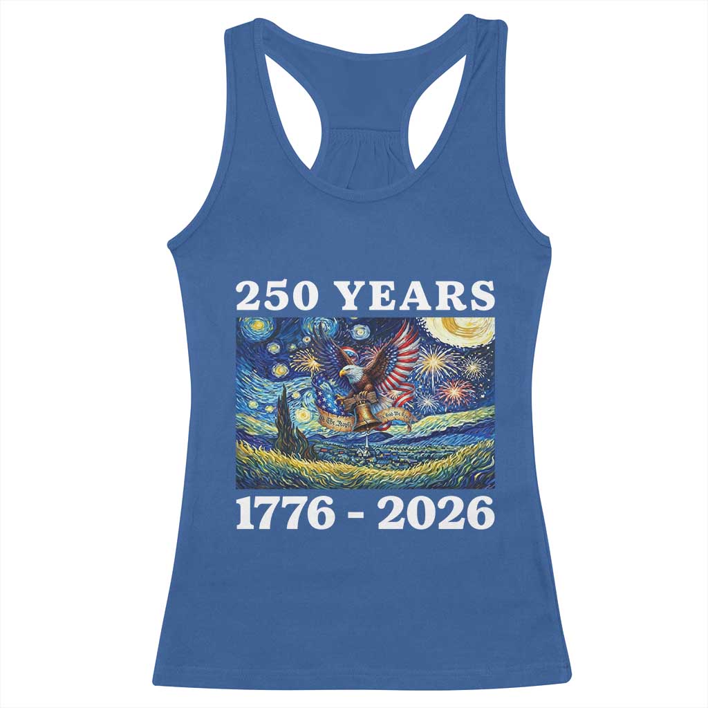250th America Anniversary Racerback Tank Top Starry Night Patriotic Eagle Liberty Bell American Flag TS14 Royal Blue Print Your Wear