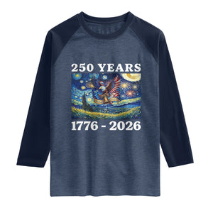 250th America Anniversary Raglan Shirt Starry Night Patriotic Eagle Liberty Bell American Flag TS14 Heather Denim Navy Print Your Wear