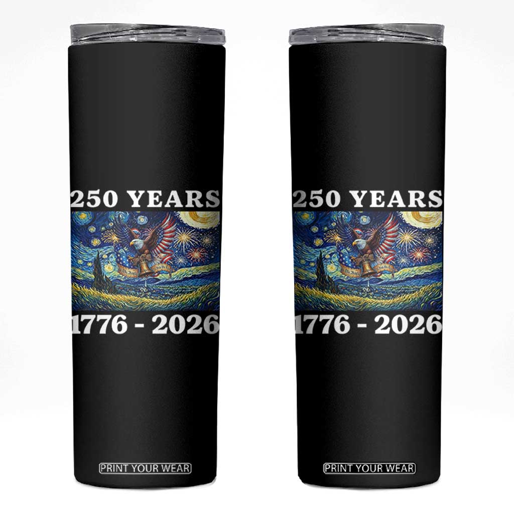 250th America Anniversary Skinny Tumbler Starry Night Patriotic Eagle Liberty Bell American Flag TS14 Black Print Your Wear