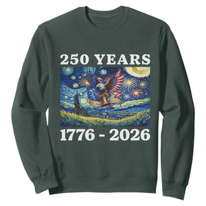 250th America Anniversary Sweatshirt Starry Night Patriotic Eagle Liberty Bell American Flag TS14 Dark Forest Green Print Your Wear