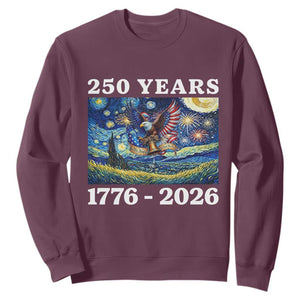 250th America Anniversary Sweatshirt Starry Night Patriotic Eagle Liberty Bell American Flag TS14 Maroon Print Your Wear