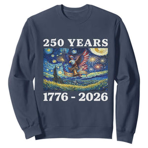 250th America Anniversary Sweatshirt Starry Night Patriotic Eagle Liberty Bell American Flag TS14 Navy Print Your Wear