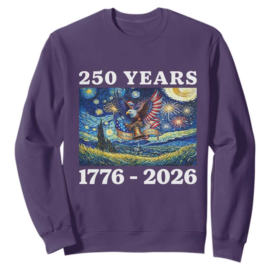 250th America Anniversary Sweatshirt Starry Night Patriotic Eagle Liberty Bell American Flag TS14 Purple Print Your Wear