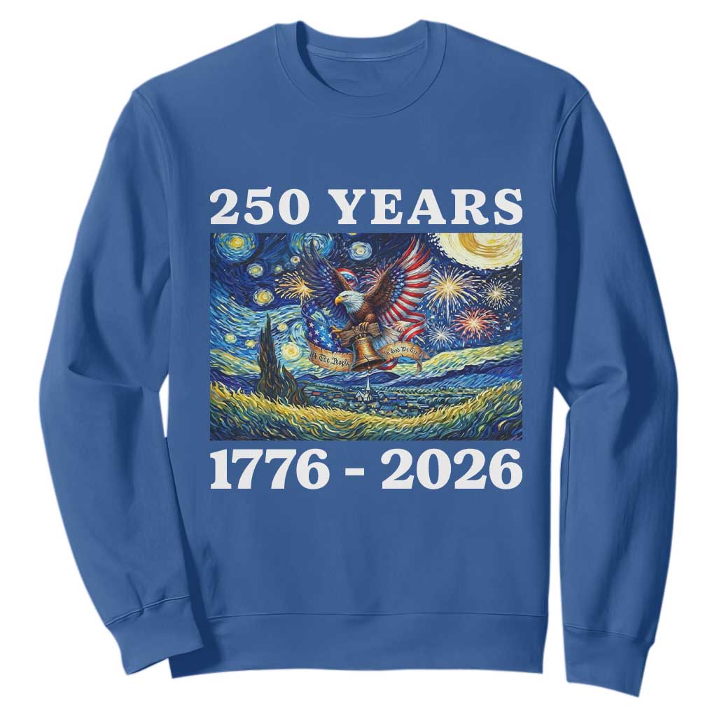 250th America Anniversary Sweatshirt Starry Night Patriotic Eagle Liberty Bell American Flag TS14 Royal Blue Print Your Wear