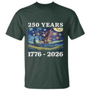 250th America Anniversary T Shirt Starry Night Patriotic Eagle Liberty Bell American Flag TS14 Dark Forest Green Print Your Wear