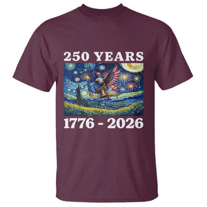 250th America Anniversary T Shirt Starry Night Patriotic Eagle Liberty Bell American Flag TS14 Maroon Print Your Wear