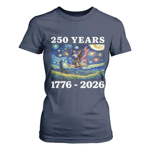250th America Anniversary T Shirt For Women Starry Night Patriotic Eagle Liberty Bell American Flag TS14 Navy Print Your Wear