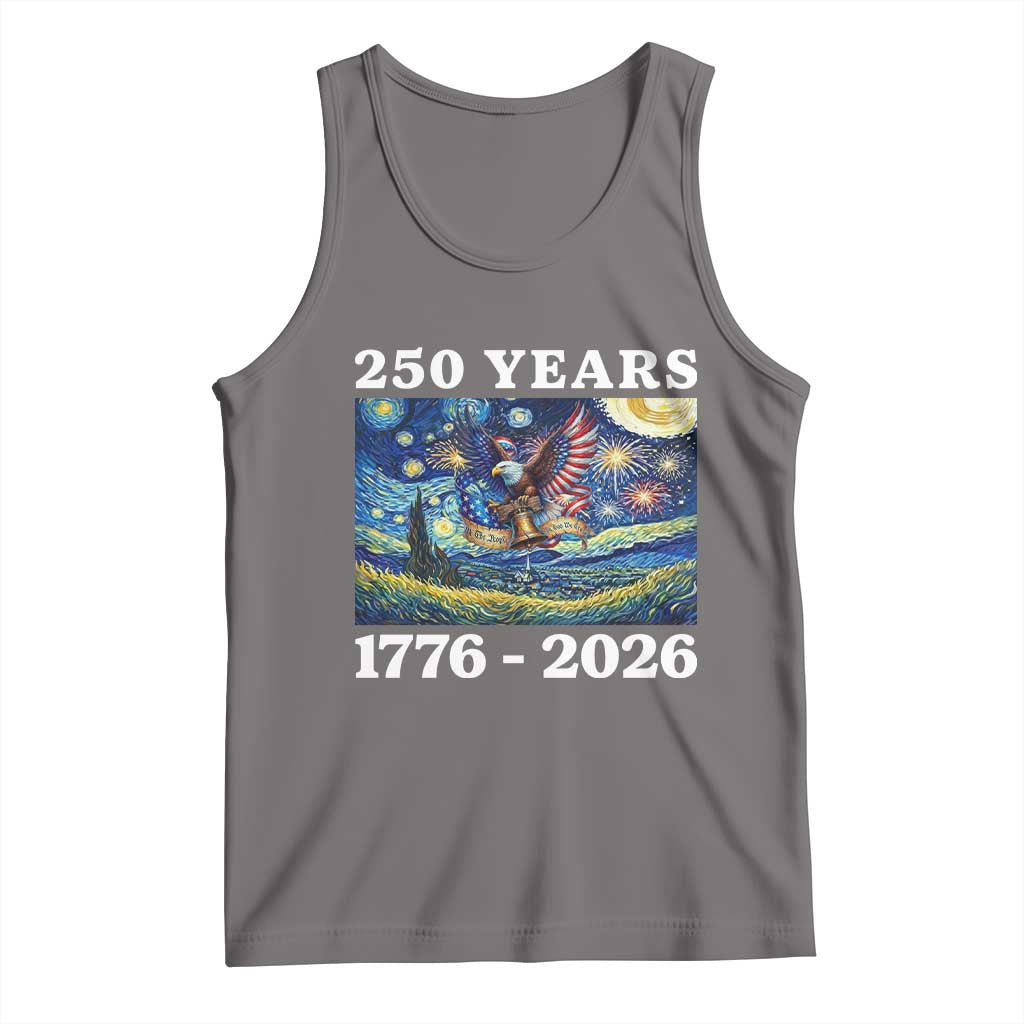 250th America Anniversary Tank Top Starry Night Patriotic Eagle Liberty Bell American Flag TS14 Deep Heather Print Your Wear