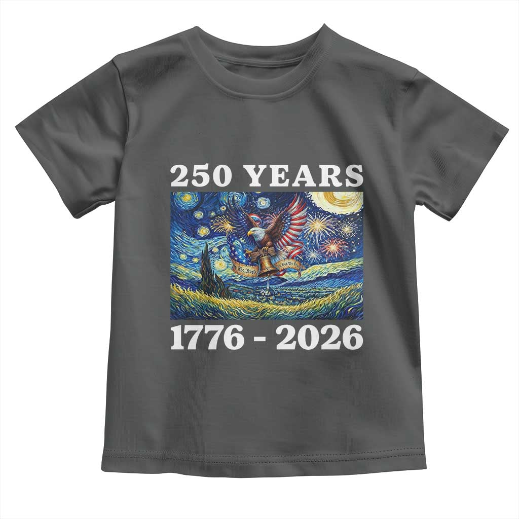 250th America Anniversary Toddler T Shirt Starry Night Patriotic Eagle Liberty Bell American Flag TS14 Dark Heather Print Your Wear